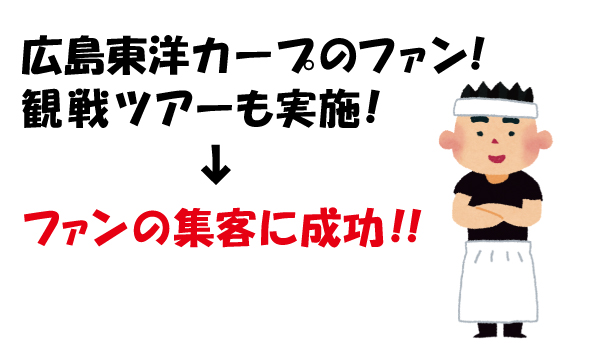 広島東洋カープのファン！観戦ツアーも実施！ファンの集客に成功！！